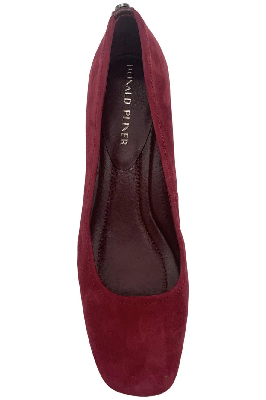Donald Pliner Women's Drew Suede Elastic Slip-On Heel Bordeaux - Medium - Picture 2 of 3